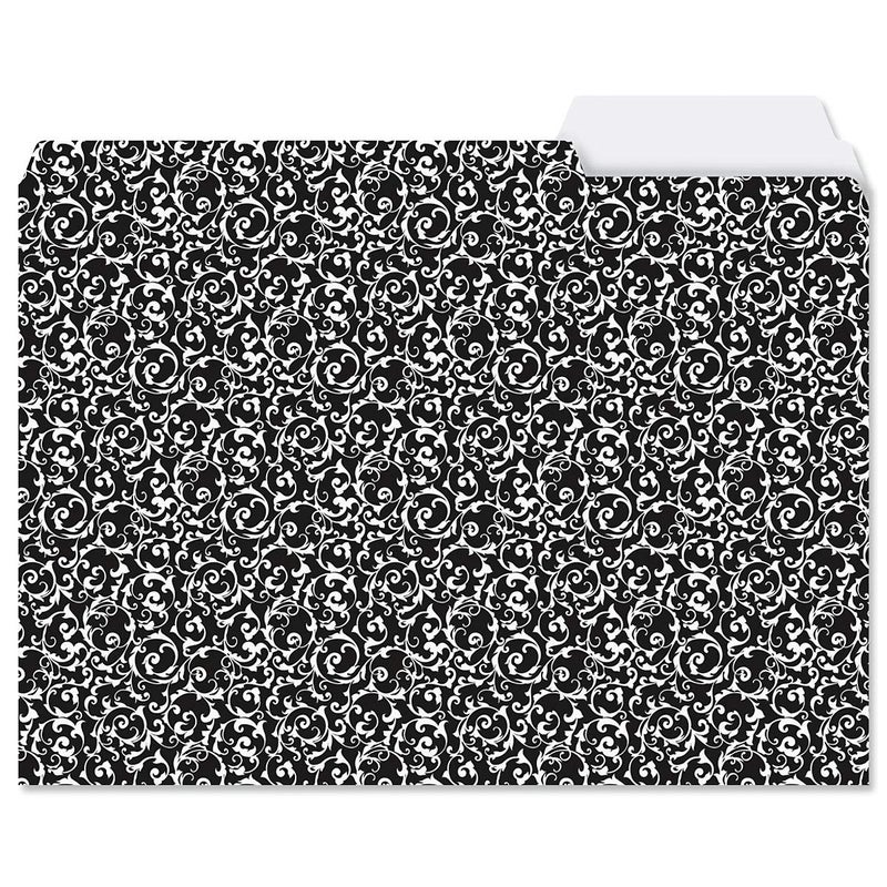 Current Elegant Black File Folders Value Pack - Bulk Set of 24, 6 Pretty Decorative Designs, 1/3 Cut Tabs, Heavy-Duty Paper Stock, Office Supplies for Home & Work, 9-Â½â€ x 11-Â¾â€ Letter Size - Image 5
